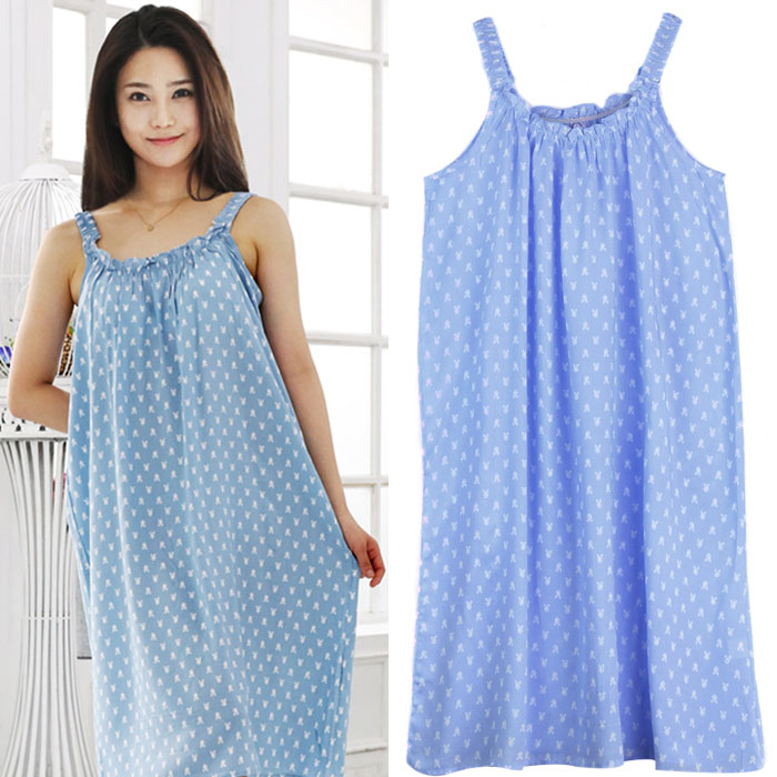 여성잠옷 플레이보이 레이온 여름 원피스 홈웨어 (블루)